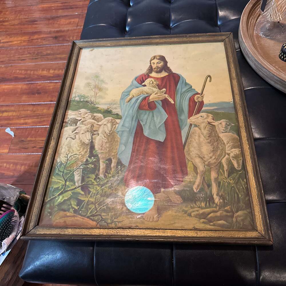Vintage Print Jesus The Good Shepherd Framed - Picture 3 of 3